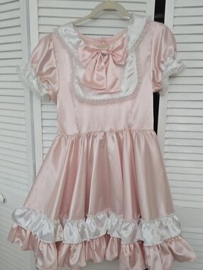 Kids Satin Bow Dress - Pink